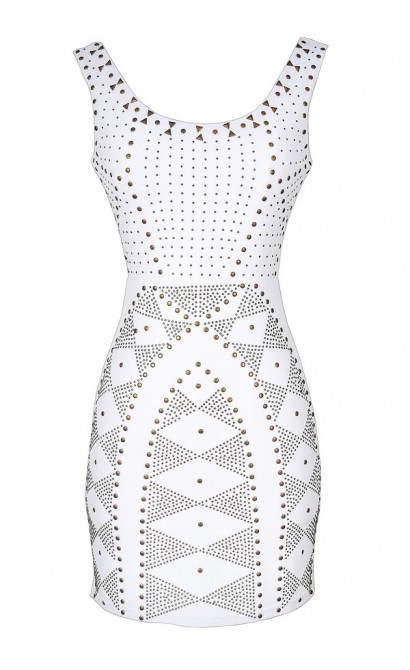 Bronze Tribal Studded Bodycon Designer Dress